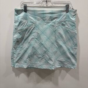✅ Athleta 10 aqua plaid Mini Skirt Skort shorts liner side zip golf active plaid